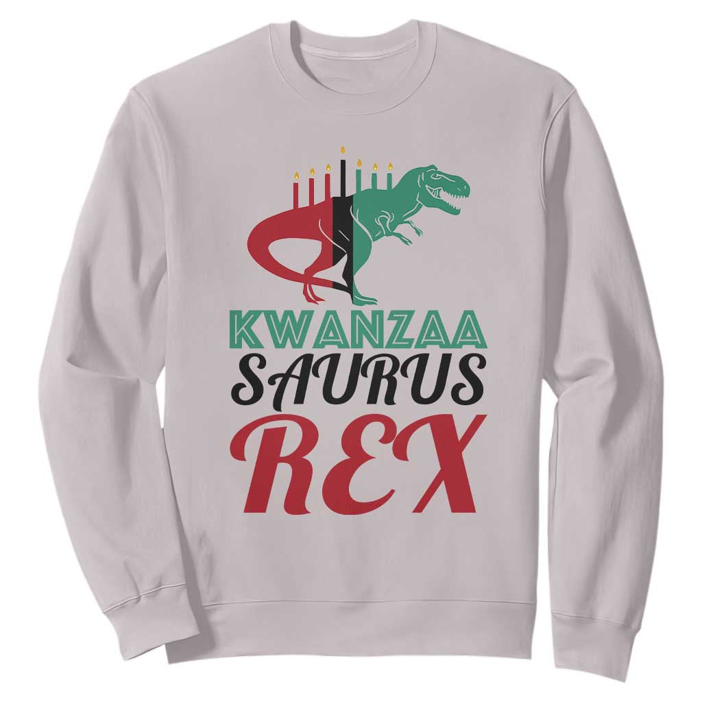 Kwanzaa Saurus Rex Kinara Candles Dinosaur T-rex African Heritage Holiday Sweatshirt TS11