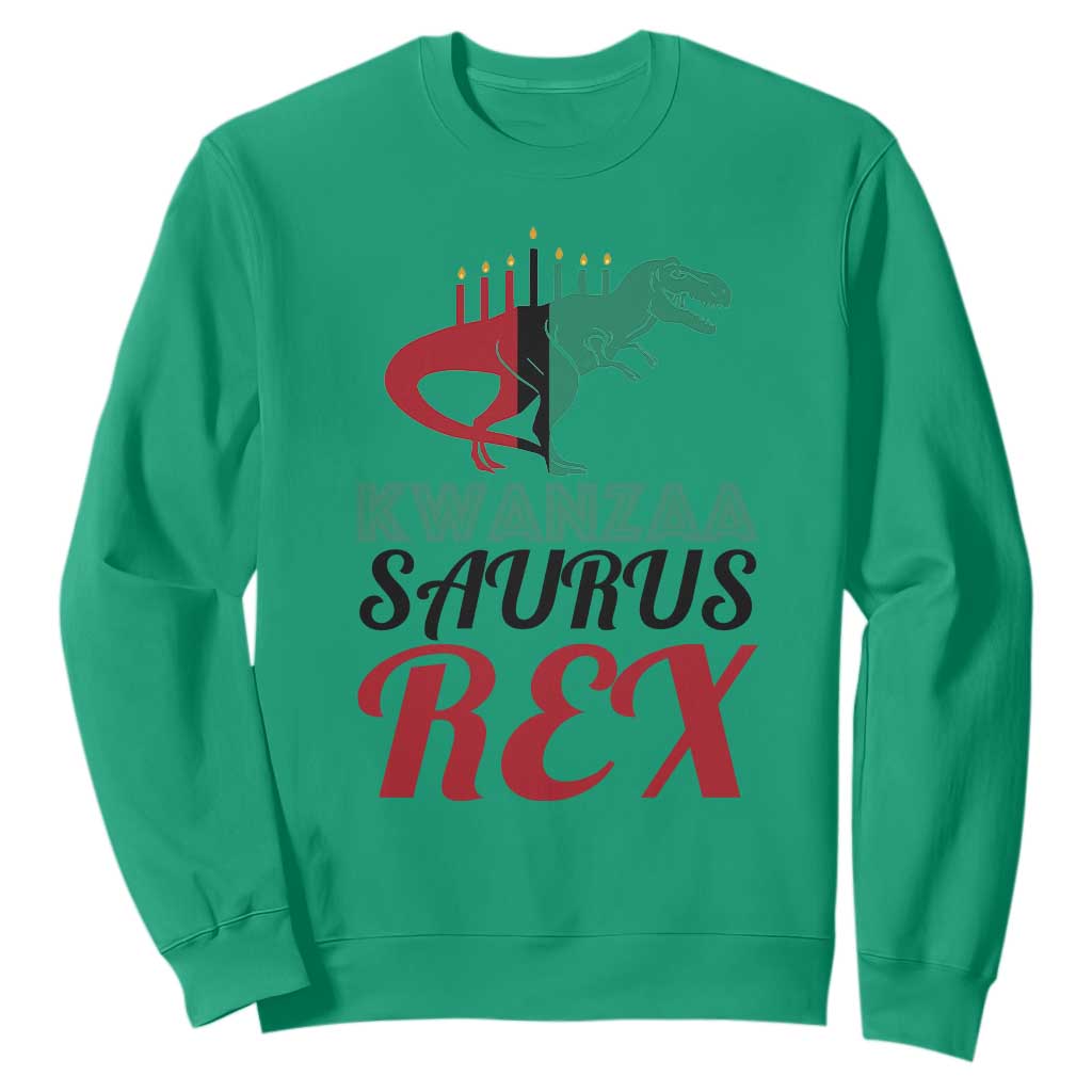 Kwanzaa Saurus Rex Kinara Candles Dinosaur T-rex African Heritage Holiday Sweatshirt TS11