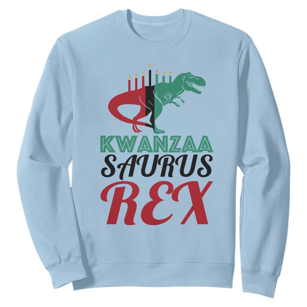 Kwanzaa Saurus Rex Kinara Candles Dinosaur T-rex African Heritage Holiday Sweatshirt TS11