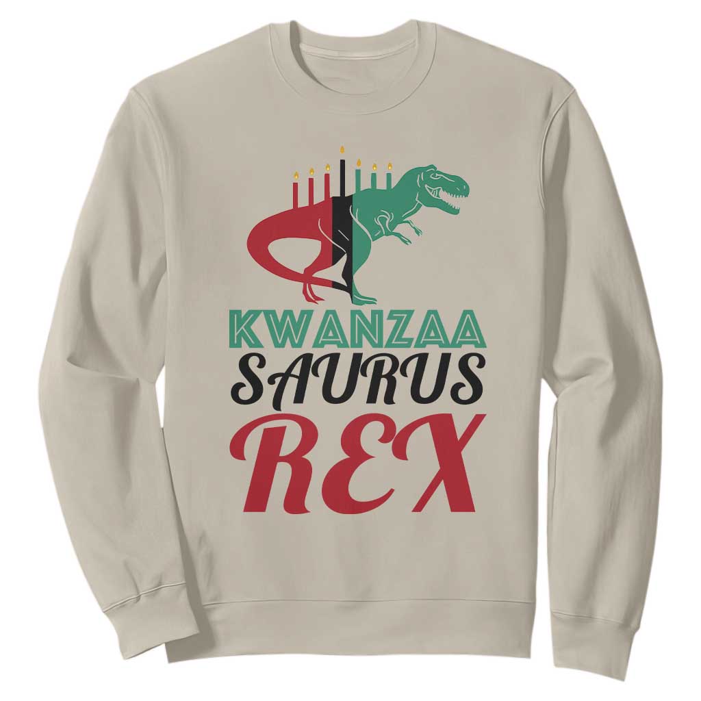 Kwanzaa Saurus Rex Kinara Candles Dinosaur T-rex African Heritage Holiday Sweatshirt TS11