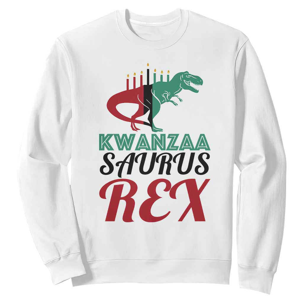 Kwanzaa Saurus Rex Kinara Candles Dinosaur T-rex African Heritage Holiday Sweatshirt TS11