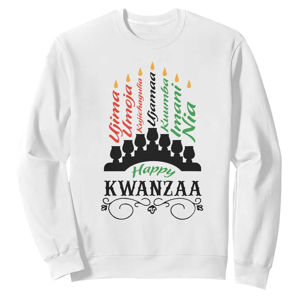 Happy Kwanzaa The 7 Principles African Nguzo Saba Kinara Candles African American Holiday Sweatshirt TS11