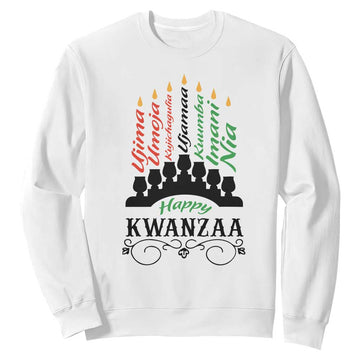 Happy Kwanzaa The 7 Principles African Nguzo Saba Kinara Candles African American Holiday Sweatshirt TS11