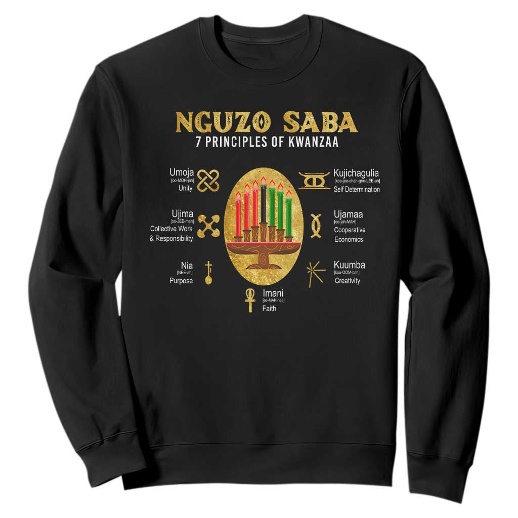 Nguzo Saba Symbols The 7 Principles Of Kwanzaa Kinara Candles African Holiday Sweatshirt TS11