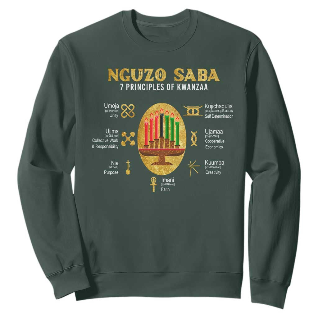 Nguzo Saba Symbols The 7 Principles Of Kwanzaa Kinara Candles African Holiday Sweatshirt TS11