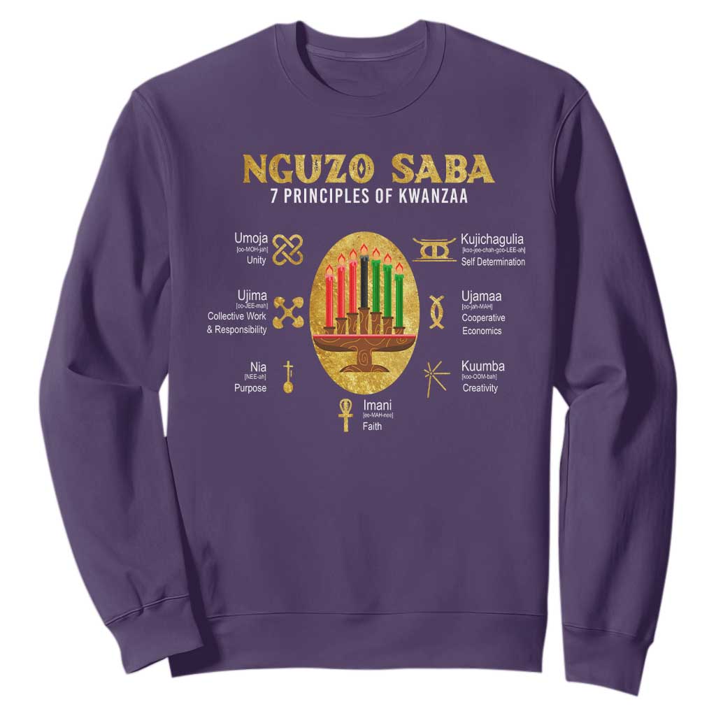 Nguzo Saba Symbols The 7 Principles Of Kwanzaa Kinara Candles African Holiday Sweatshirt TS11