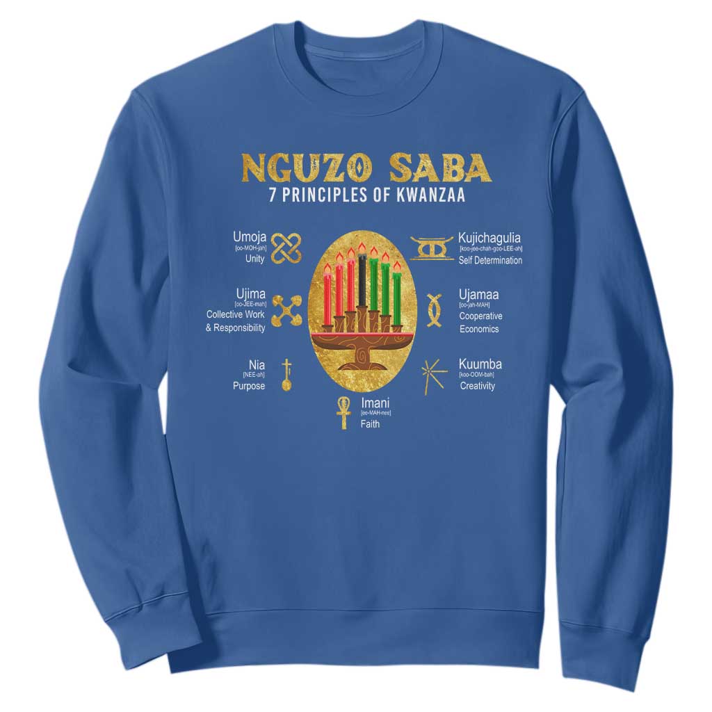 Nguzo Saba Symbols The 7 Principles Of Kwanzaa Kinara Candles African Holiday Sweatshirt TS11