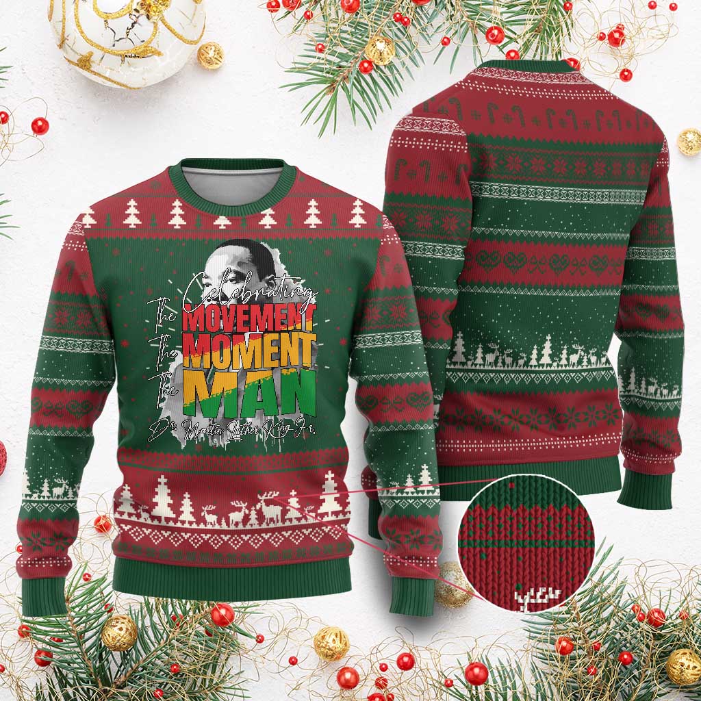 Martin Luther King Jr Ugly Christmas Sweater Celebrating The Movement Moment The Man TS11