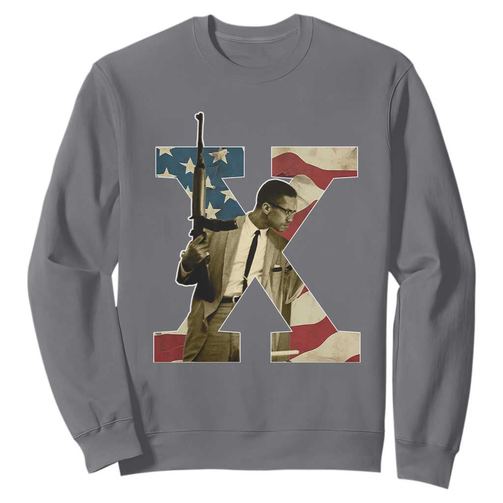 Malcolm X Sweatshirt Black History Leaders Vintage American Flag TS11