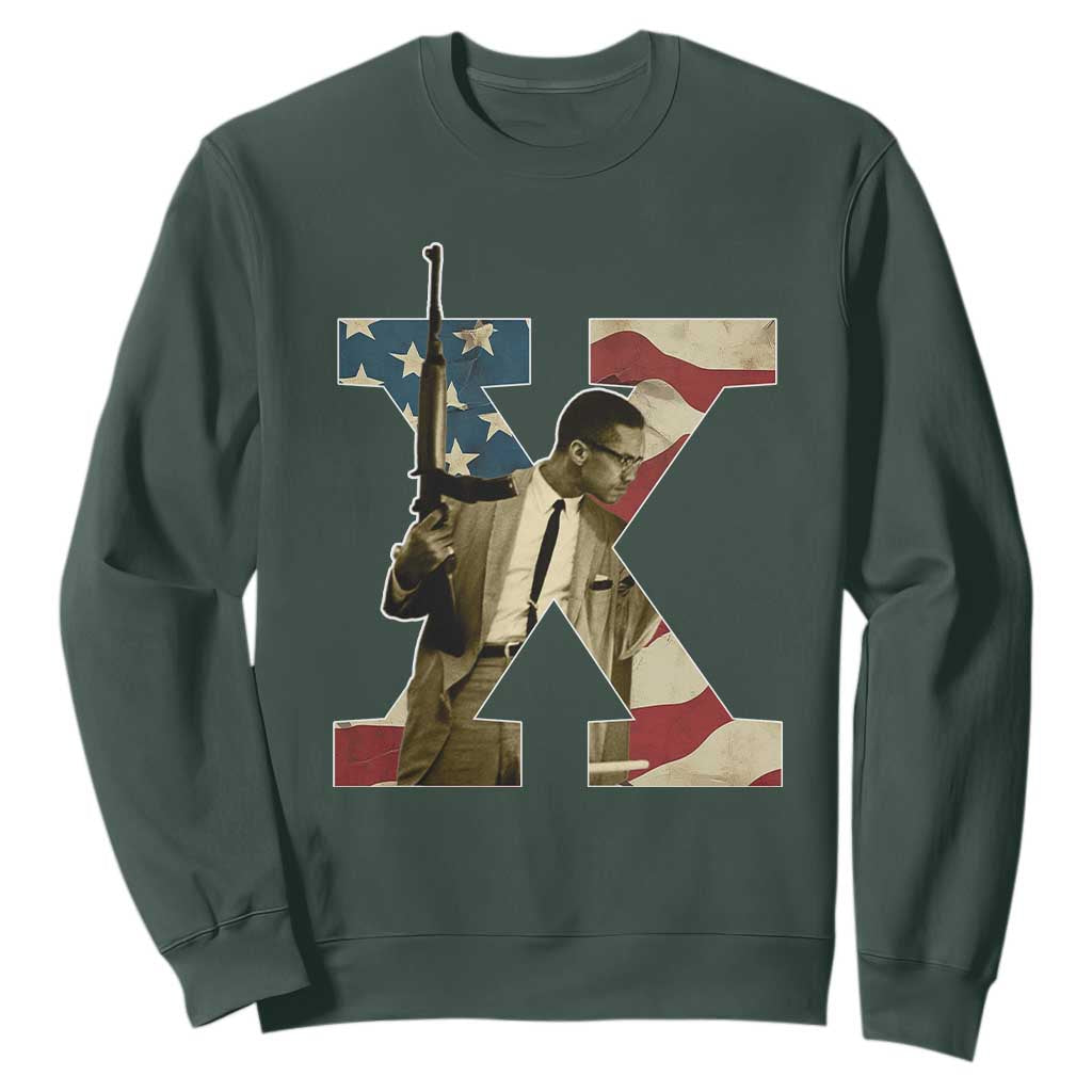 Malcolm X Sweatshirt Black History Leaders Vintage American Flag TS11