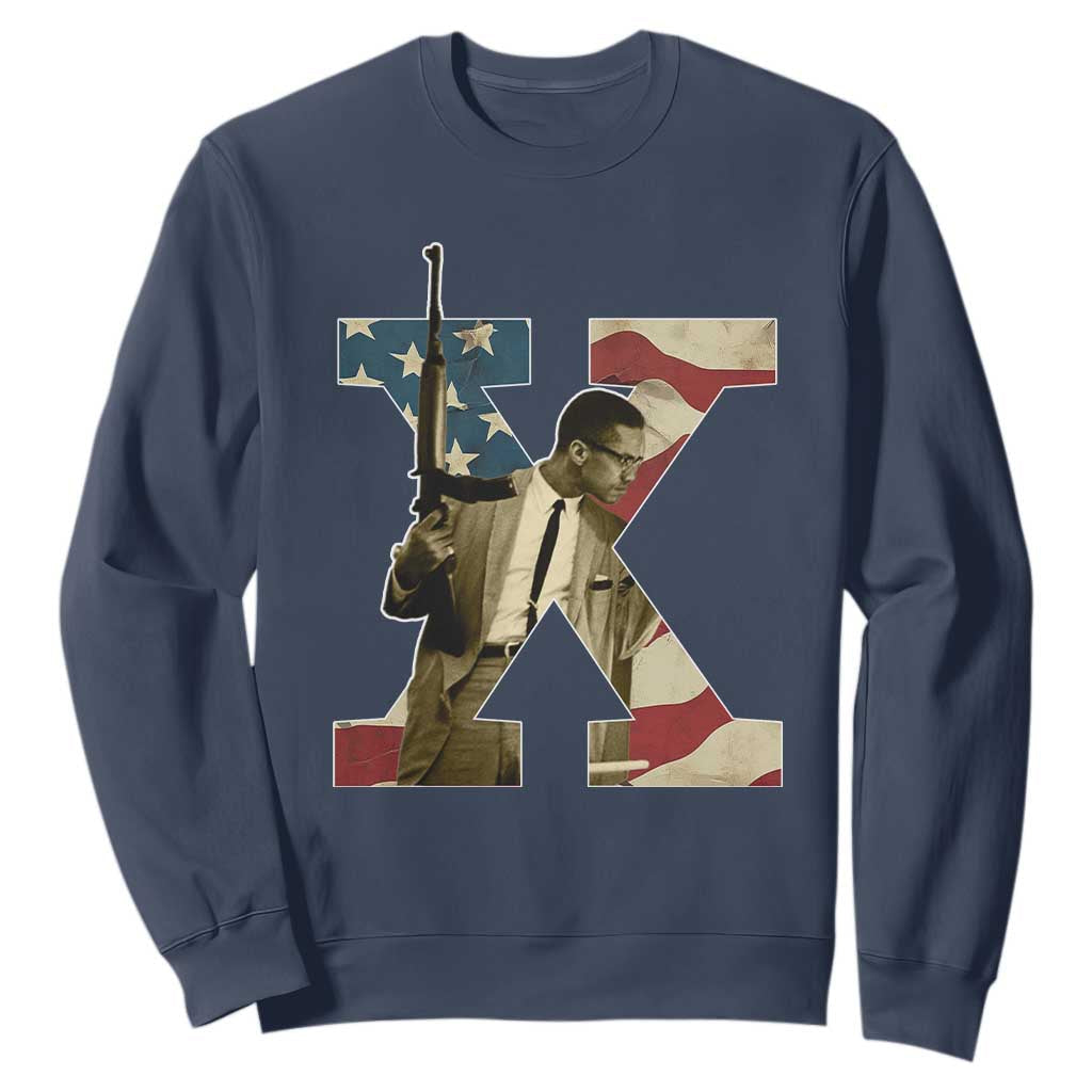 Malcolm X Sweatshirt Black History Leaders Vintage American Flag TS11