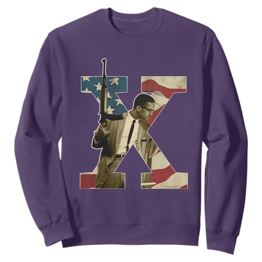 Malcolm X Sweatshirt Black History Leaders Vintage American Flag TS11