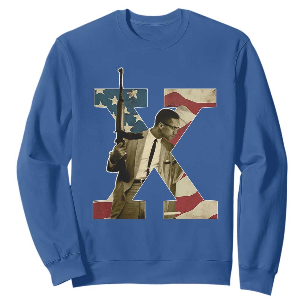 Malcolm X Sweatshirt Black History Leaders Vintage American Flag TS11