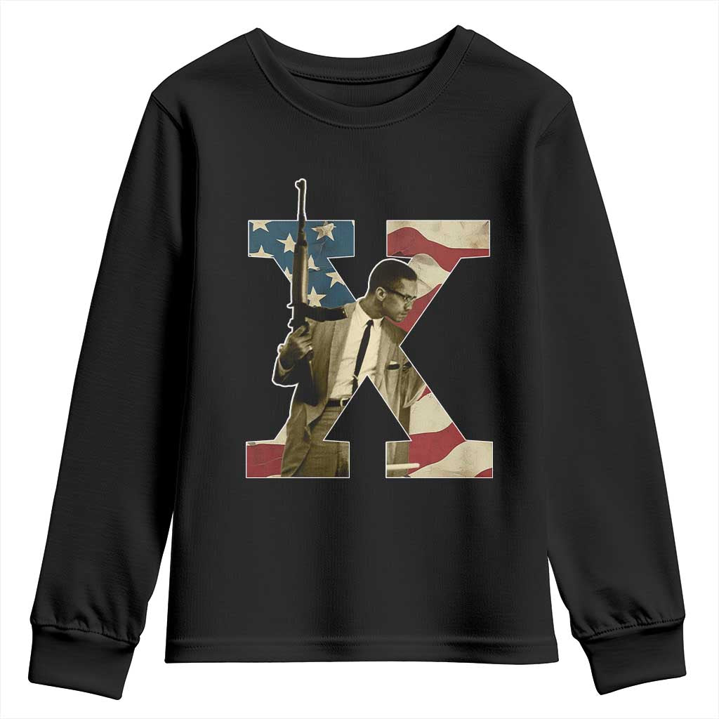 Malcolm X Youth Sweatshirt Black History Leaders Vintage American Flag TS11