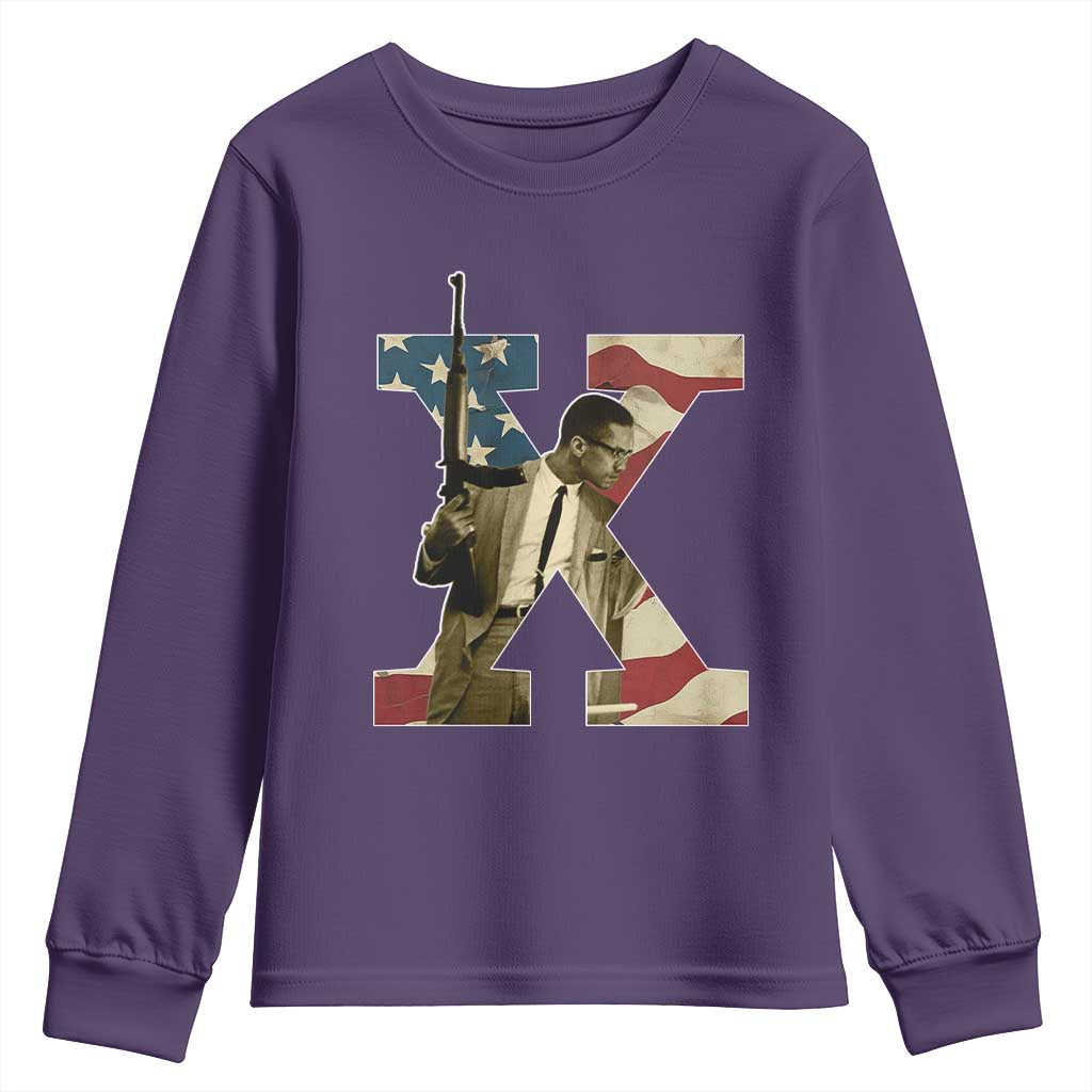 Malcolm X Youth Sweatshirt Black History Leaders Vintage American Flag TS11