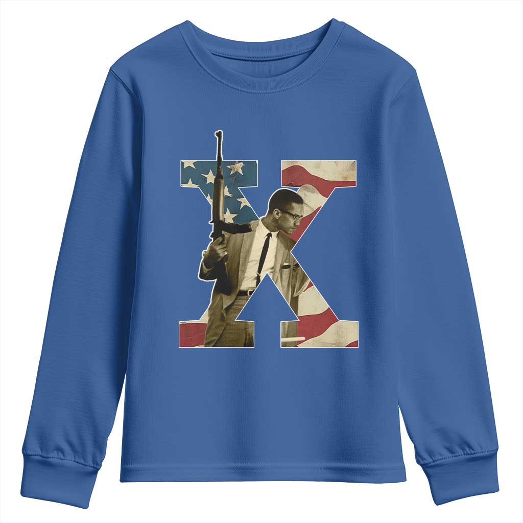 Malcolm X Youth Sweatshirt Black History Leaders Vintage American Flag TS11