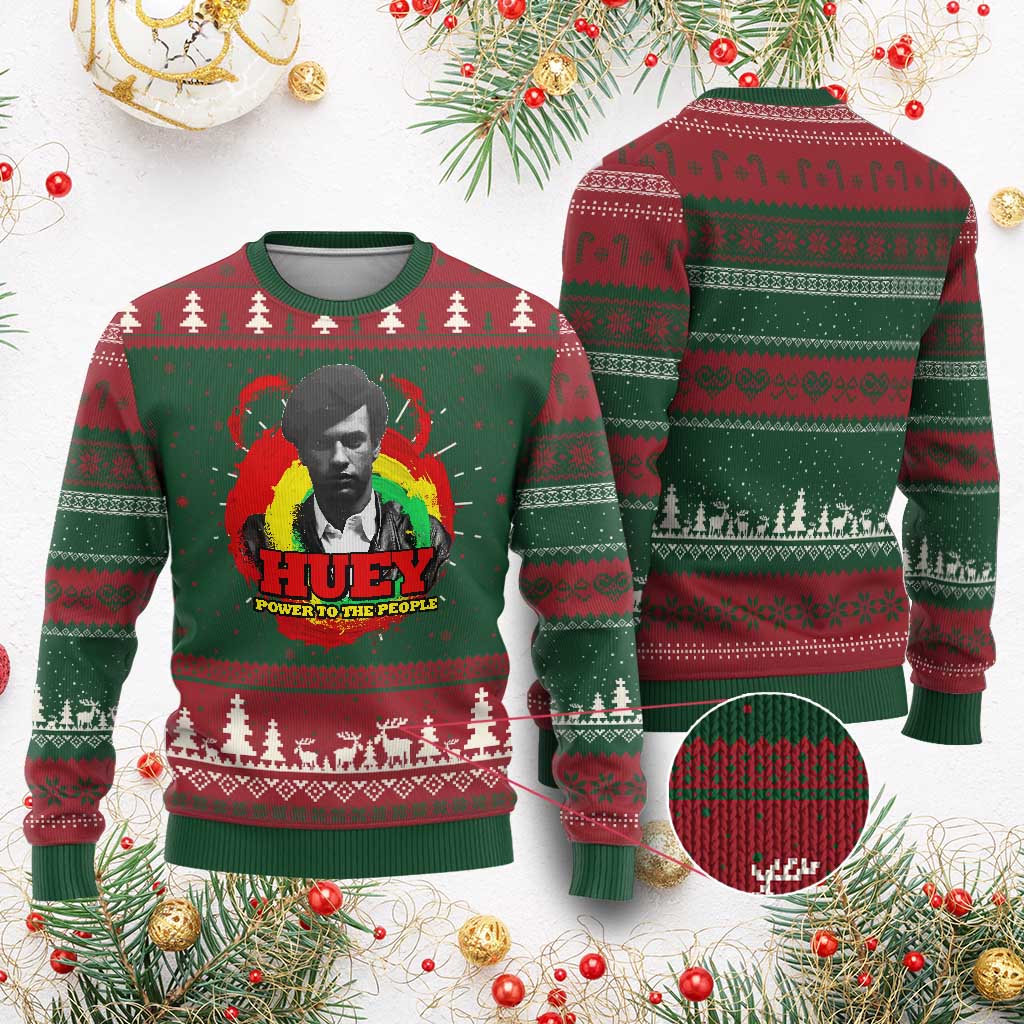 Huey P Newton Ugly Christmas Sweater Power To The People Black History TS11