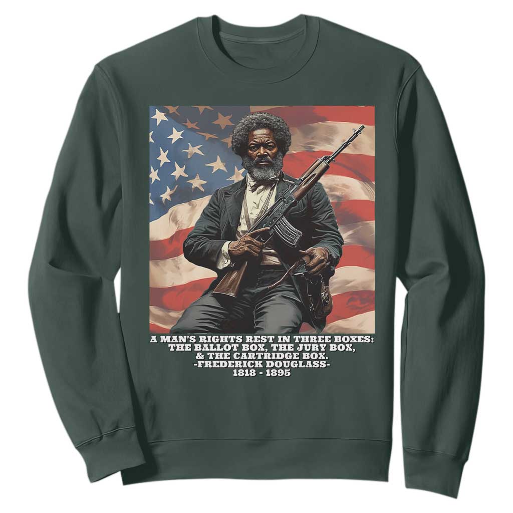 Frederick Douglass Sweatshirt A Man's Rights Rest In Three Boxes Vintage American Flag TS11