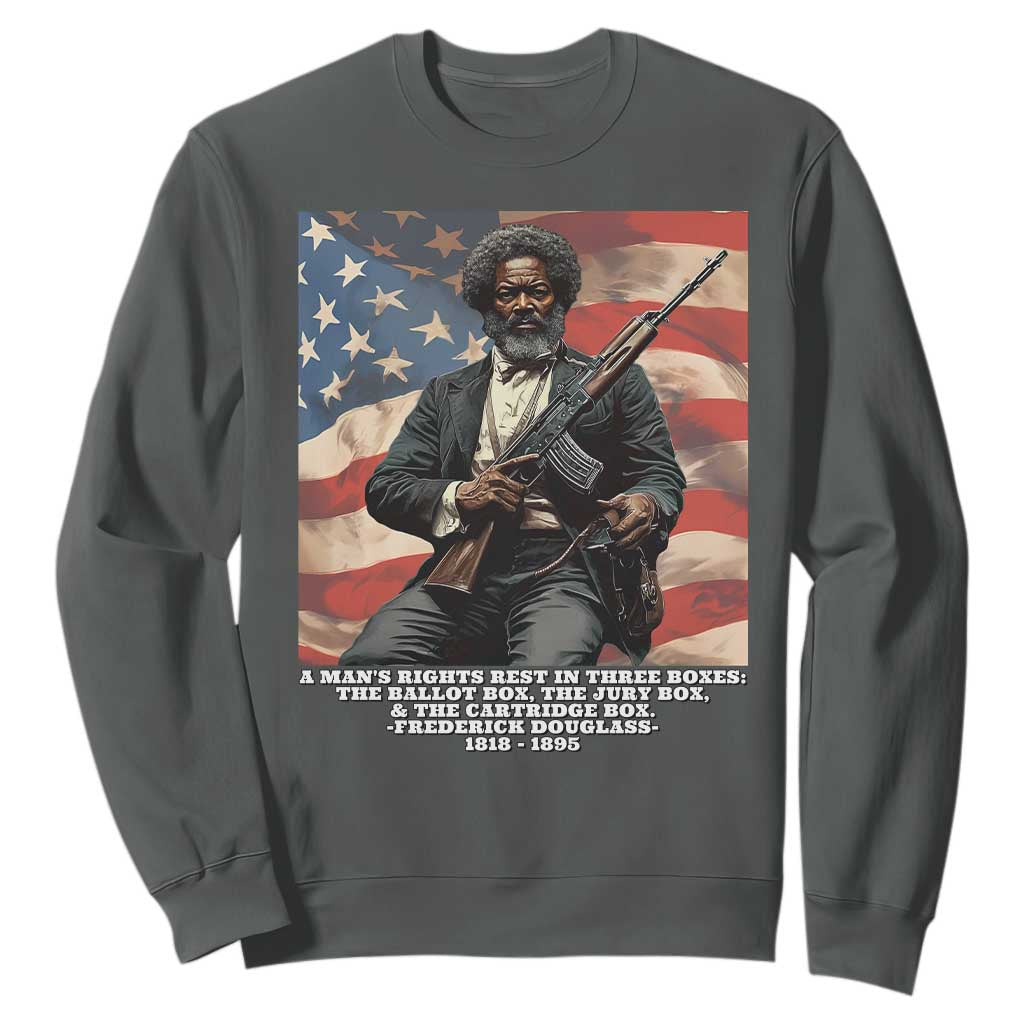 Frederick Douglass Sweatshirt A Man's Rights Rest In Three Boxes Vintage American Flag TS11