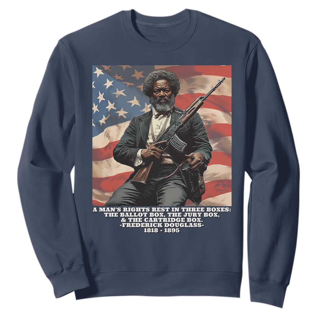 Frederick Douglass Sweatshirt A Man's Rights Rest In Three Boxes Vintage American Flag TS11