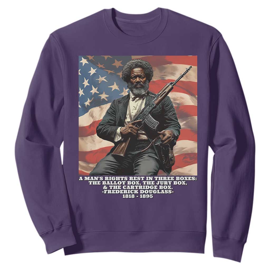 Frederick Douglass Sweatshirt A Man's Rights Rest In Three Boxes Vintage American Flag TS11
