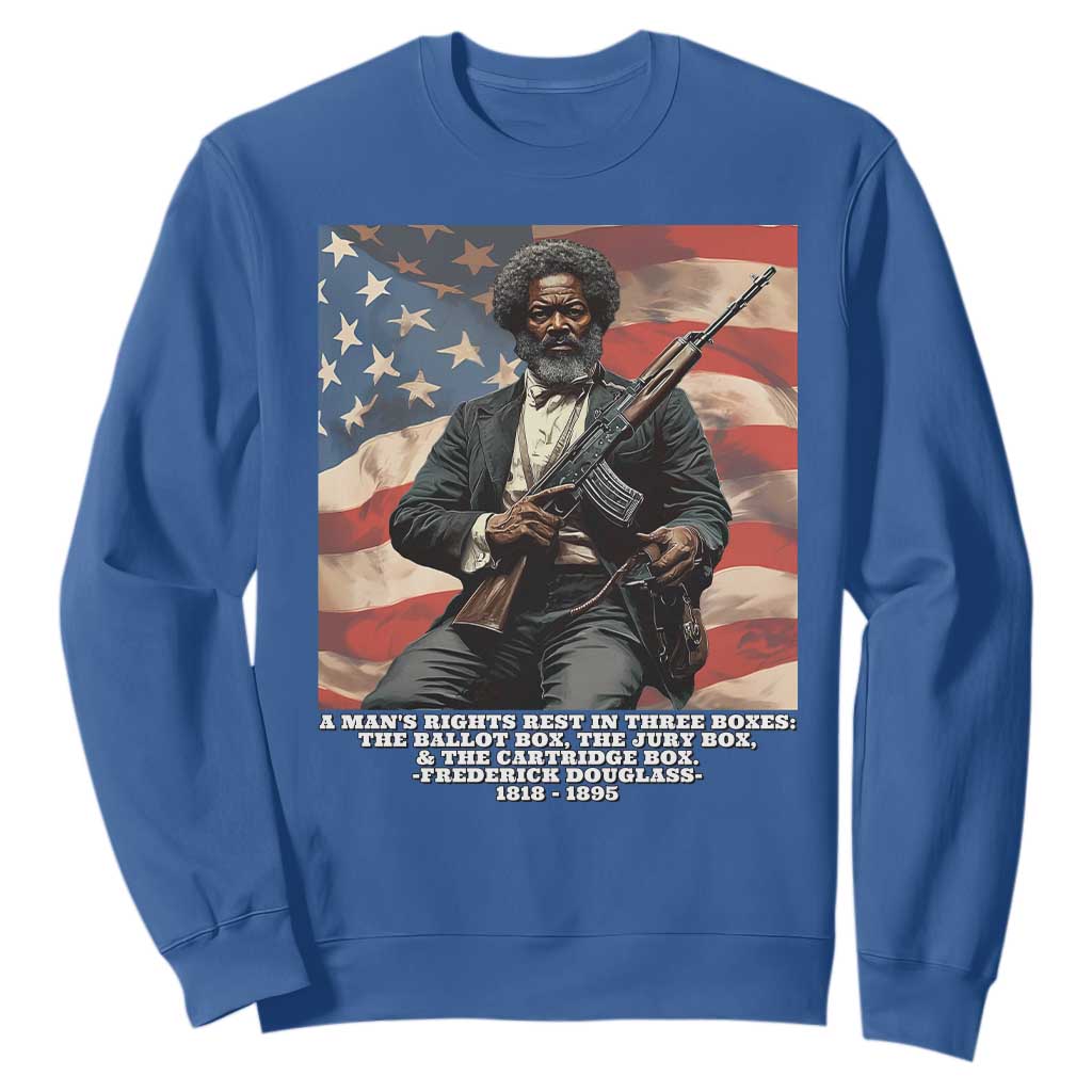 Frederick Douglass Sweatshirt A Man's Rights Rest In Three Boxes Vintage American Flag TS11