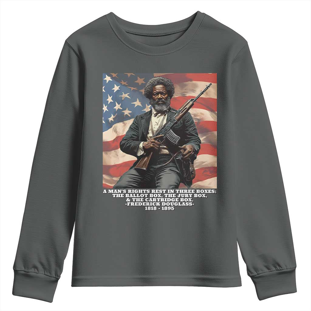 Frederick Douglass Youth Sweatshirt A Man's Rights Rest In Three Boxes Vintage American Flag TS11