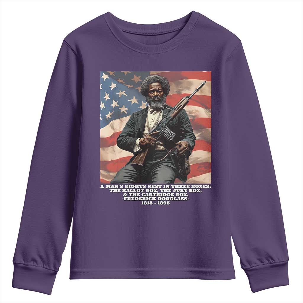 Frederick Douglass Youth Sweatshirt A Man's Rights Rest In Three Boxes Vintage American Flag TS11
