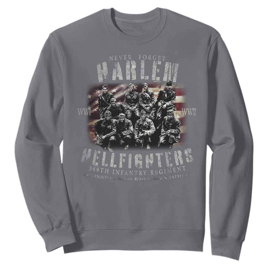 Never Forget Harlem Hellfighters Sweatshirt Vintage USA Flag TS11