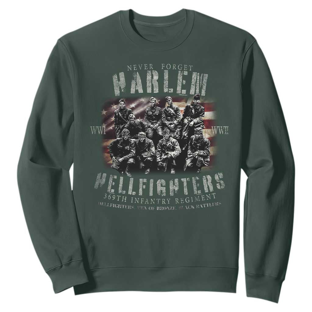 Never Forget Harlem Hellfighters Sweatshirt Vintage USA Flag TS11
