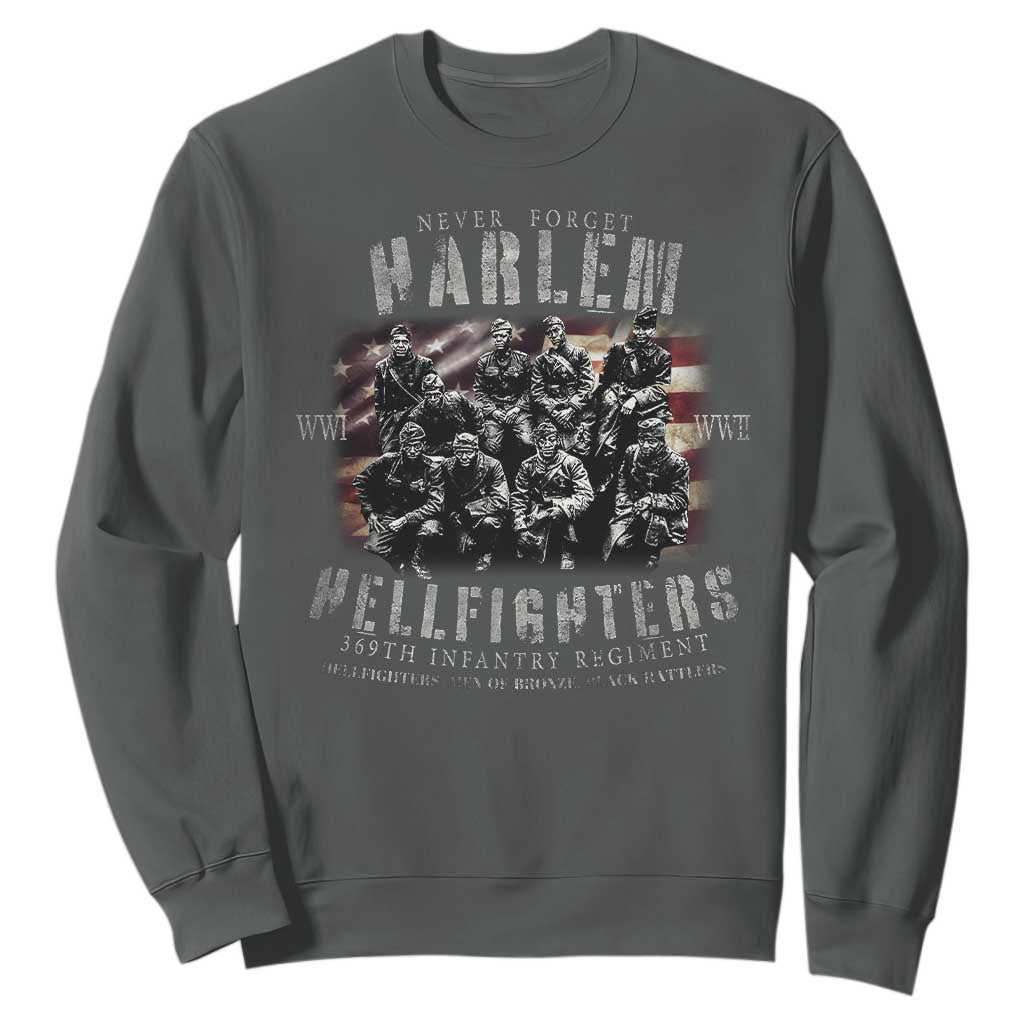 Never Forget Harlem Hellfighters Sweatshirt Vintage USA Flag TS11