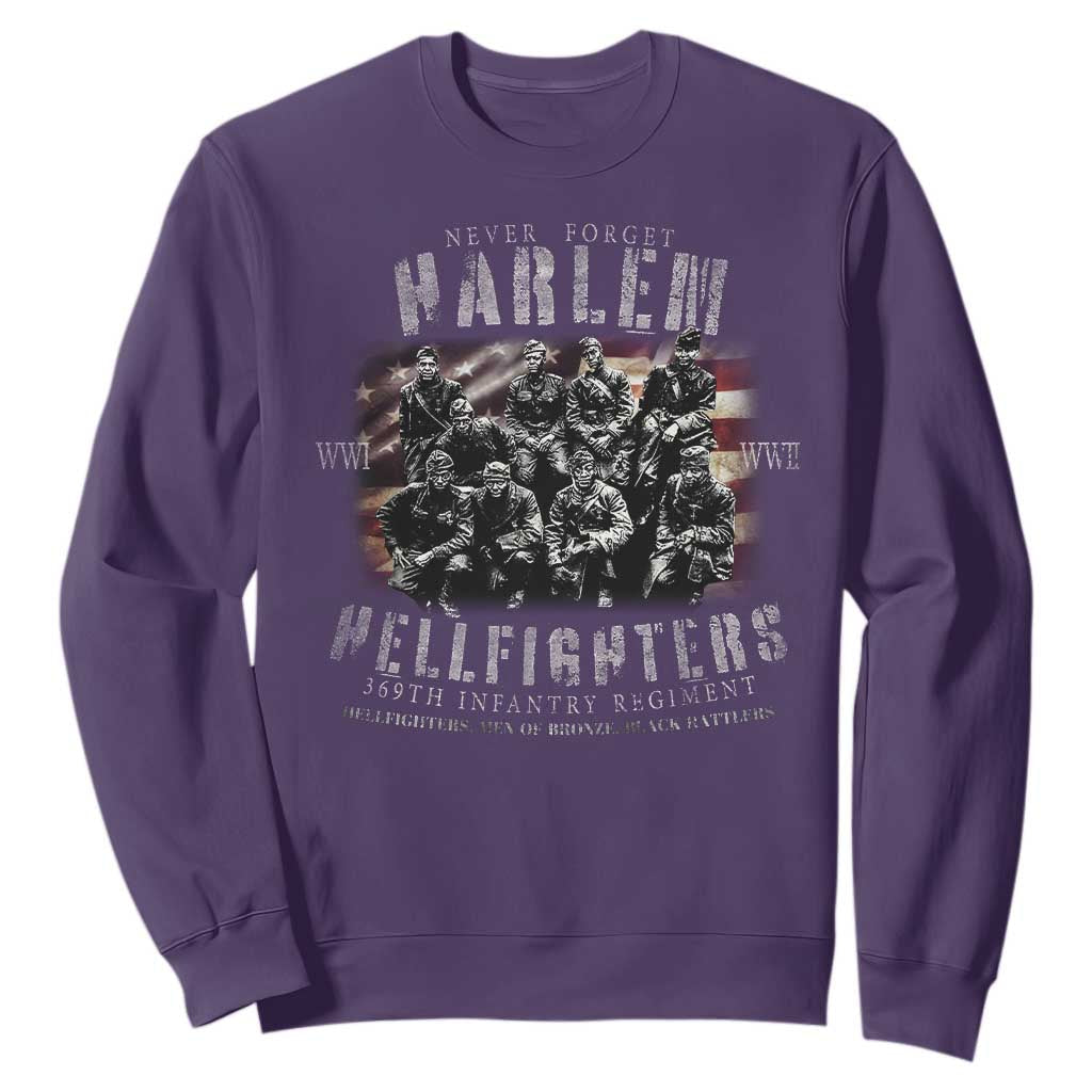 Never Forget Harlem Hellfighters Sweatshirt Vintage USA Flag TS11