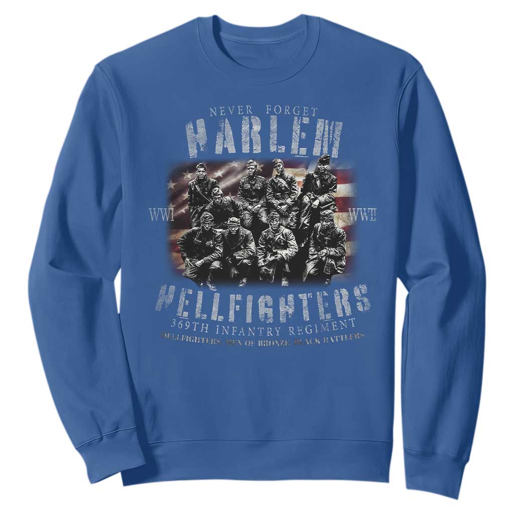 Never Forget Harlem Hellfighters Sweatshirt Vintage USA Flag TS11
