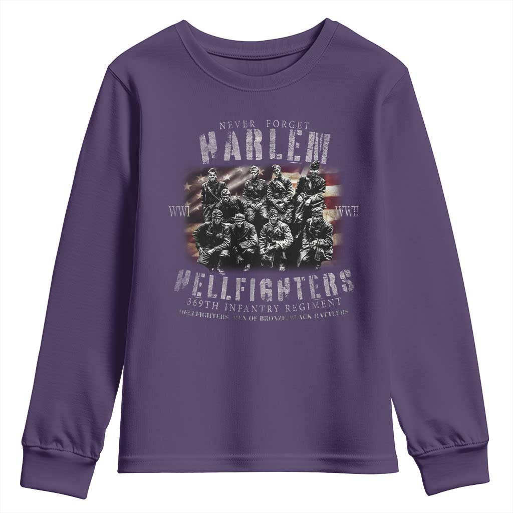 Never Forget Harlem Hellfighters Youth Sweatshirt Vintage USA Flag TS11