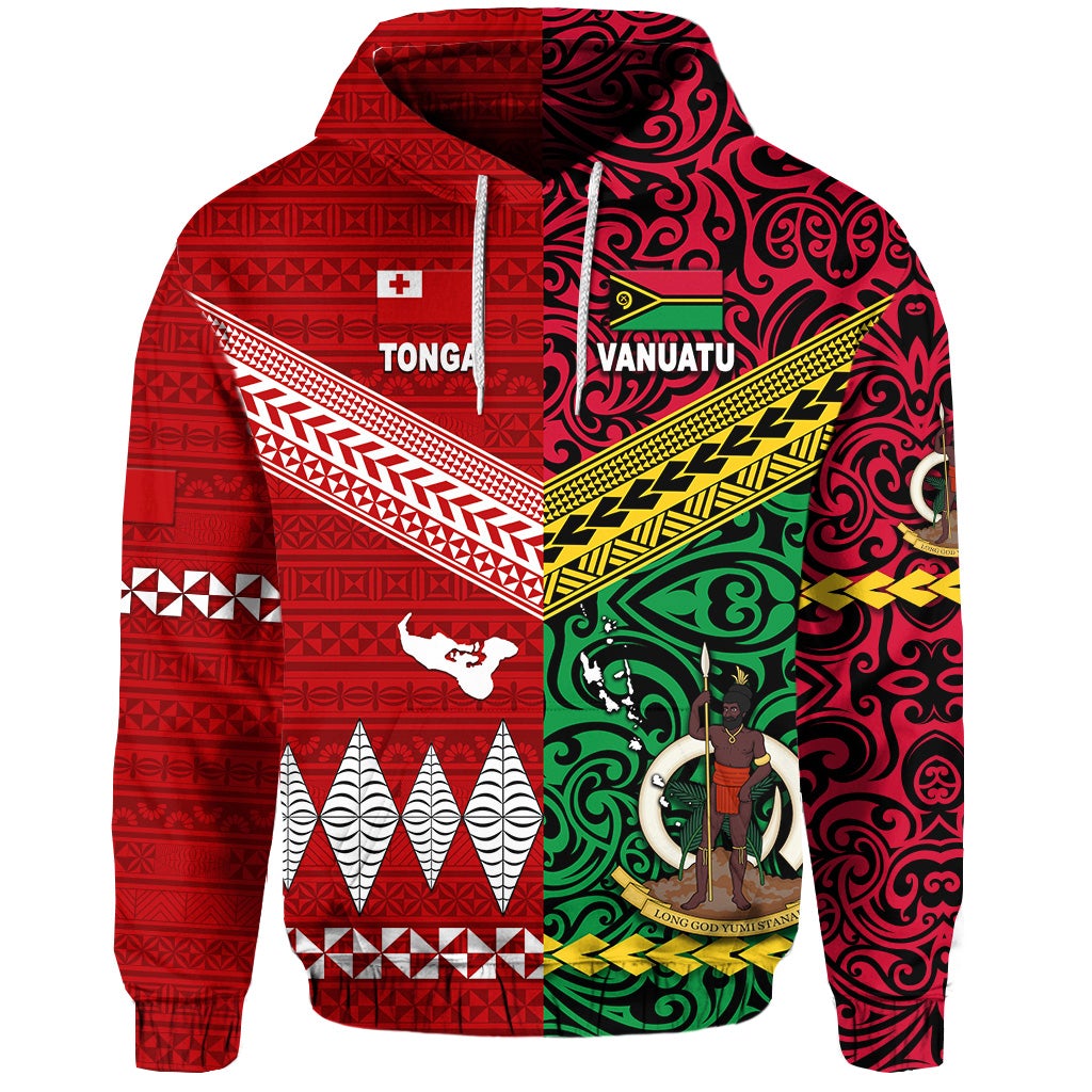 Vanuatu Tonga Hoodie Polynesian Together Bright Red LT8