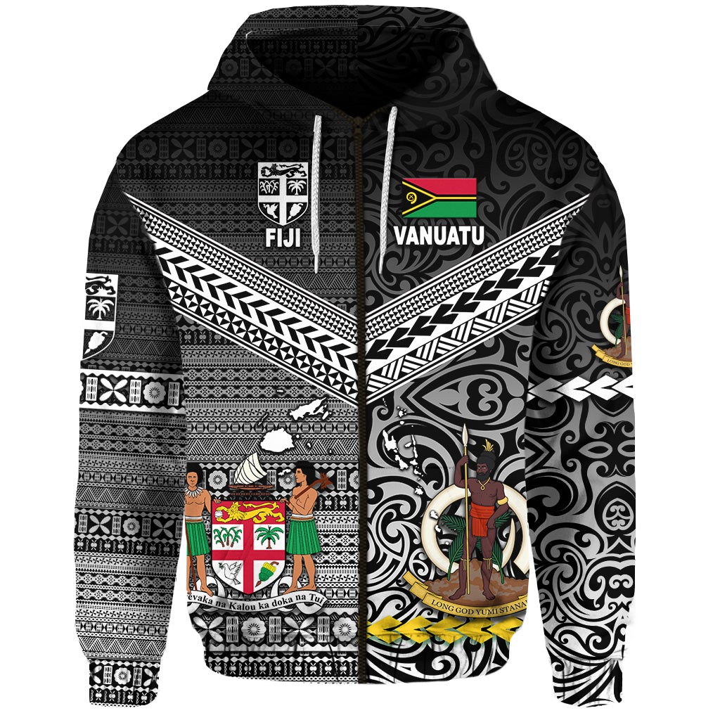 Vanuatu Fiji Zip Hoodie Together Black LT8