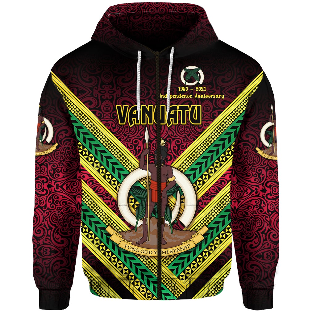 Vanuatu Special Independence Anniversary Zip Hoodie Creative Style Gradient Red LT8