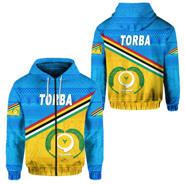 Torba Province Zip Hoodie Vanuatu Pattern Traditional Style LT8