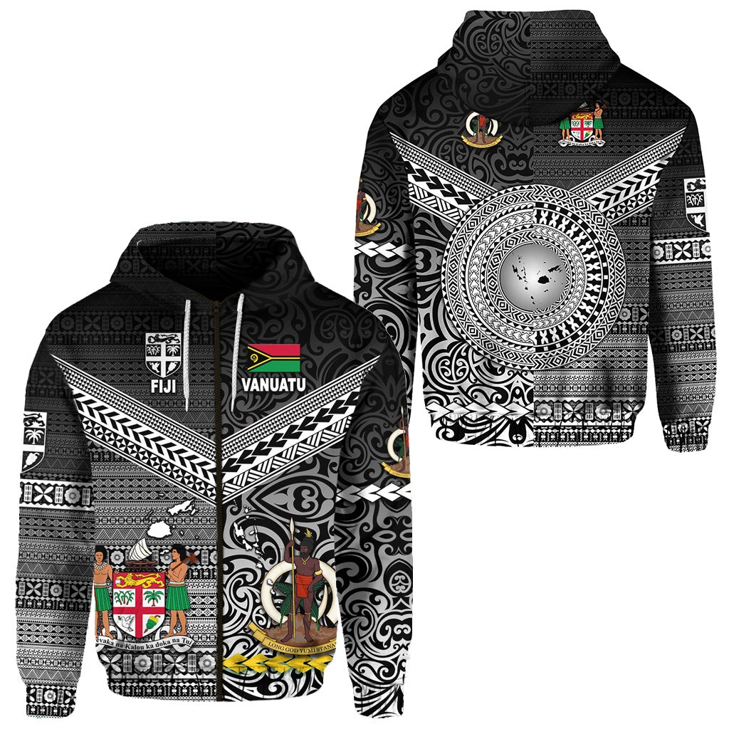 Vanuatu Fiji Zip Hoodie Together Black LT8