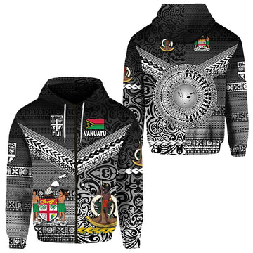 Vanuatu Fiji Zip Hoodie Together Black LT8