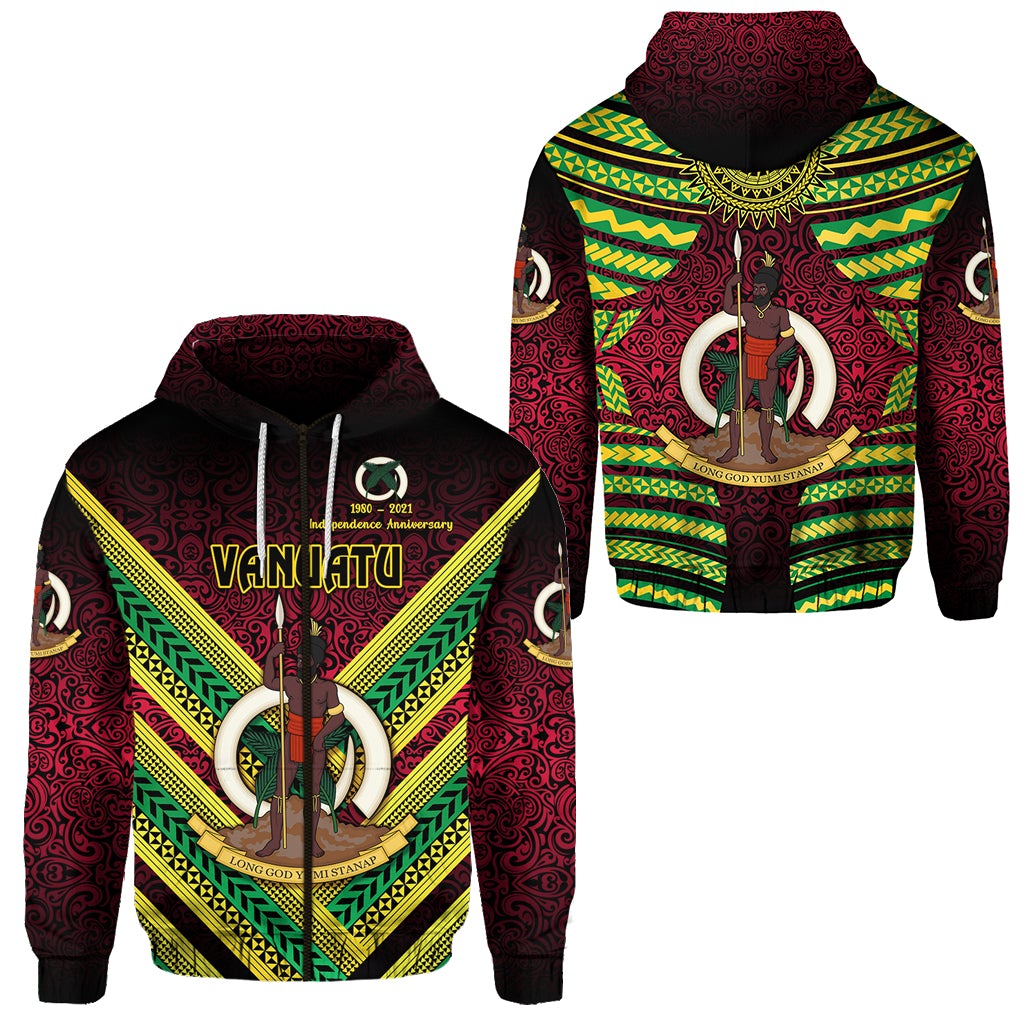 Vanuatu Special Independence Anniversary Zip Hoodie Creative Style Gradient Red LT8