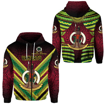 Vanuatu Special Independence Anniversary Zip Hoodie Creative Style Gradient Red LT8
