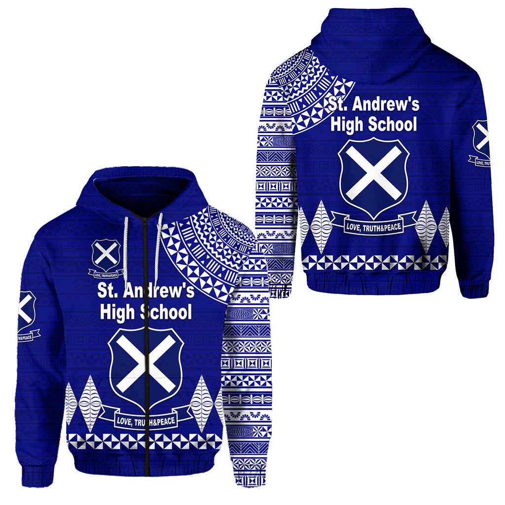 St. andrews High School Zip Hoodie Simple Style LT8