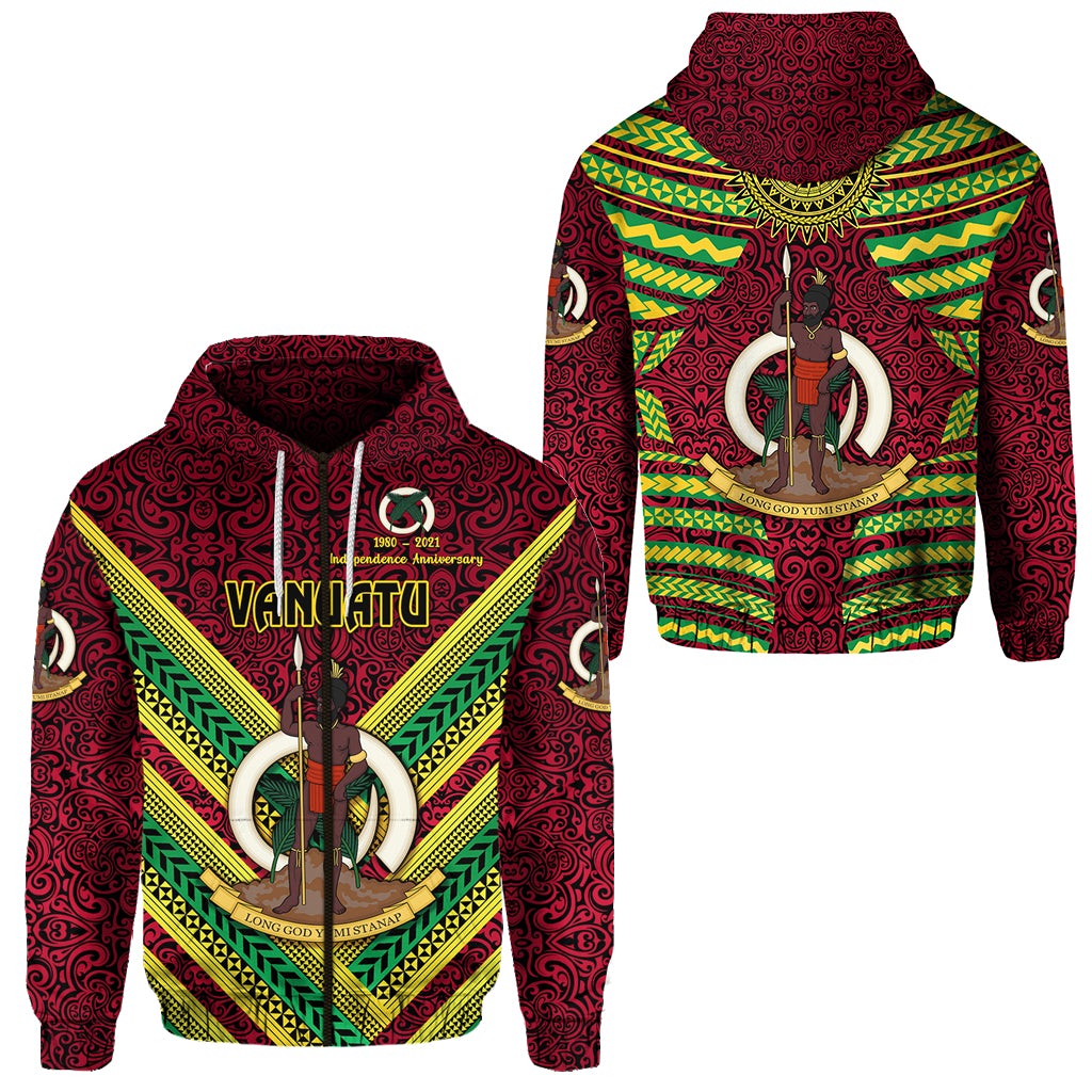 Vanuatu Special Independence Anniversary Zip Hoodie Creative Style Red LT8