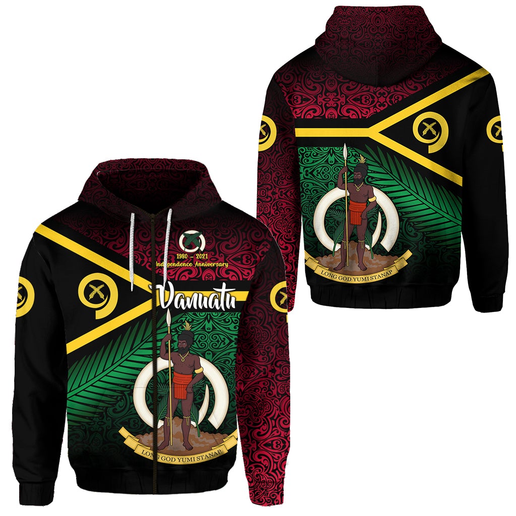 Vanuatu Special Independence Anniversary Zip Hoodie Original Flag Style LT8