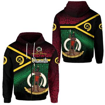 Vanuatu Special Independence Anniversary Zip Hoodie Original Flag Style LT8
