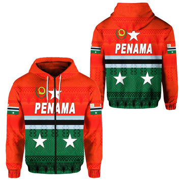Penama Province Zip Hoodie Vanuatu Pattern Traditional Style LT8